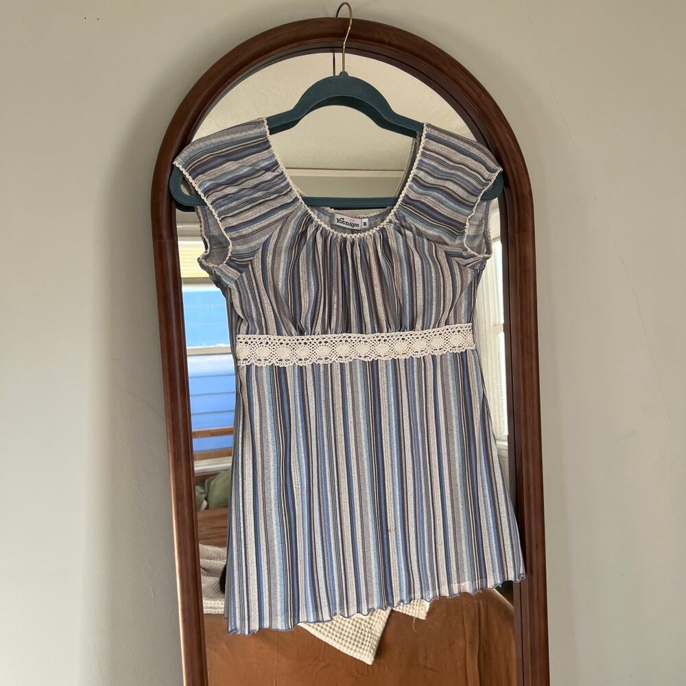 Y2K striped babydoll shirt